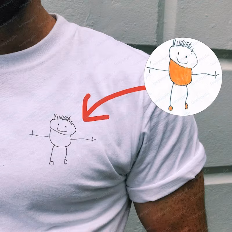 Kids Drawing T-Shirt Personalized Unisex Shirt Funny Personalized Gift for Dad and Mom Fathers Day Christmas Easter