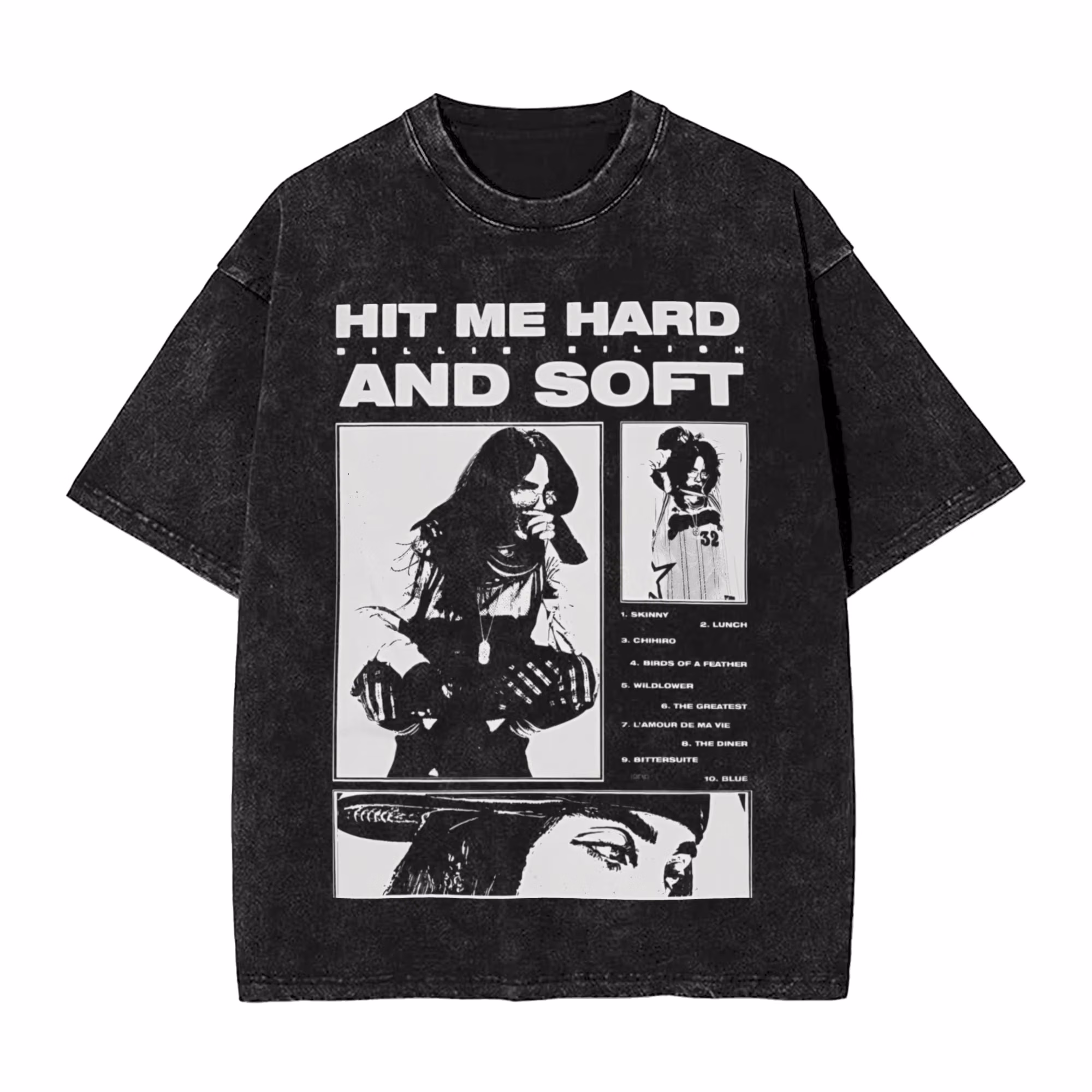 B-Billie-Girl E-eilish Washed T Shirt Music Pure Cotton Clothing Novelty Short Sleeve Round Neck Tee Shirt Plus Size