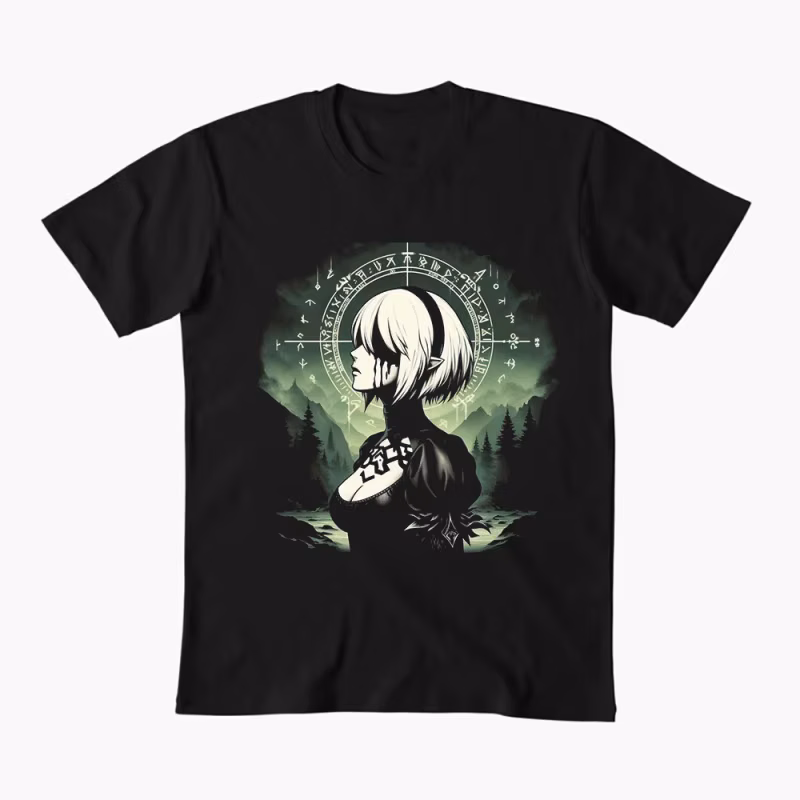 2B NieR Automata Yorh No. 2 Type B Anime T-shirt for Gamer 0607 Waifu Girl Cyber Punk Graphic Clothes Y2K Tee US Size