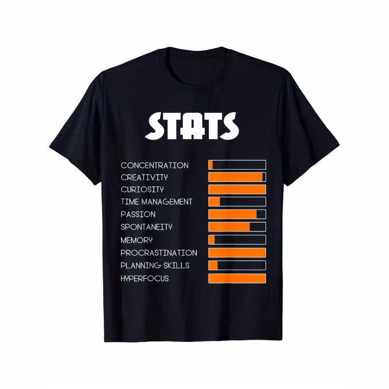Adhd Neurodiversity Awareness T Shirt Men 100% Cotton Oversized Women Loose Streetwear Humor Novelty Trendy Summer Tops