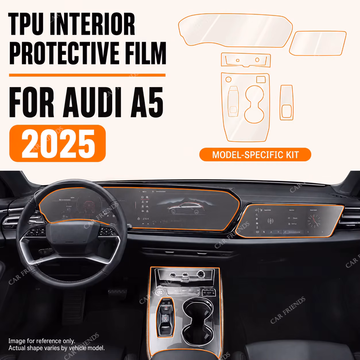 For Audi A5 2025 Model Transparent TPU Dashboard and Interior Trim Protective Film Sticker Anti-Scratch Cover Car
