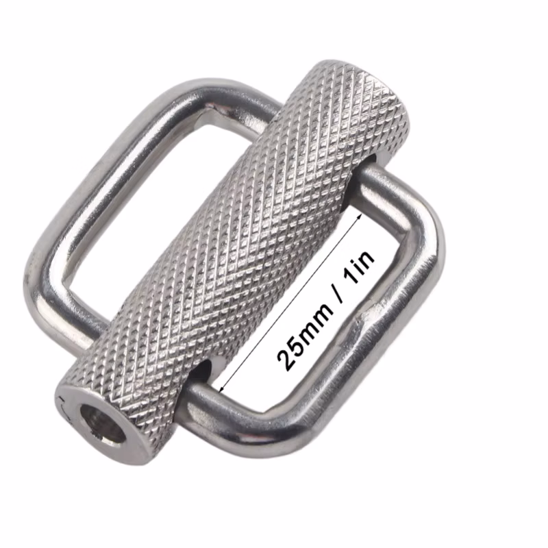 D9 2Pcs Slide Buckle Stainless Steel Rectangle Adjustable Knurled Roller Belt Buckles 25mm Positioning Buckle Diving