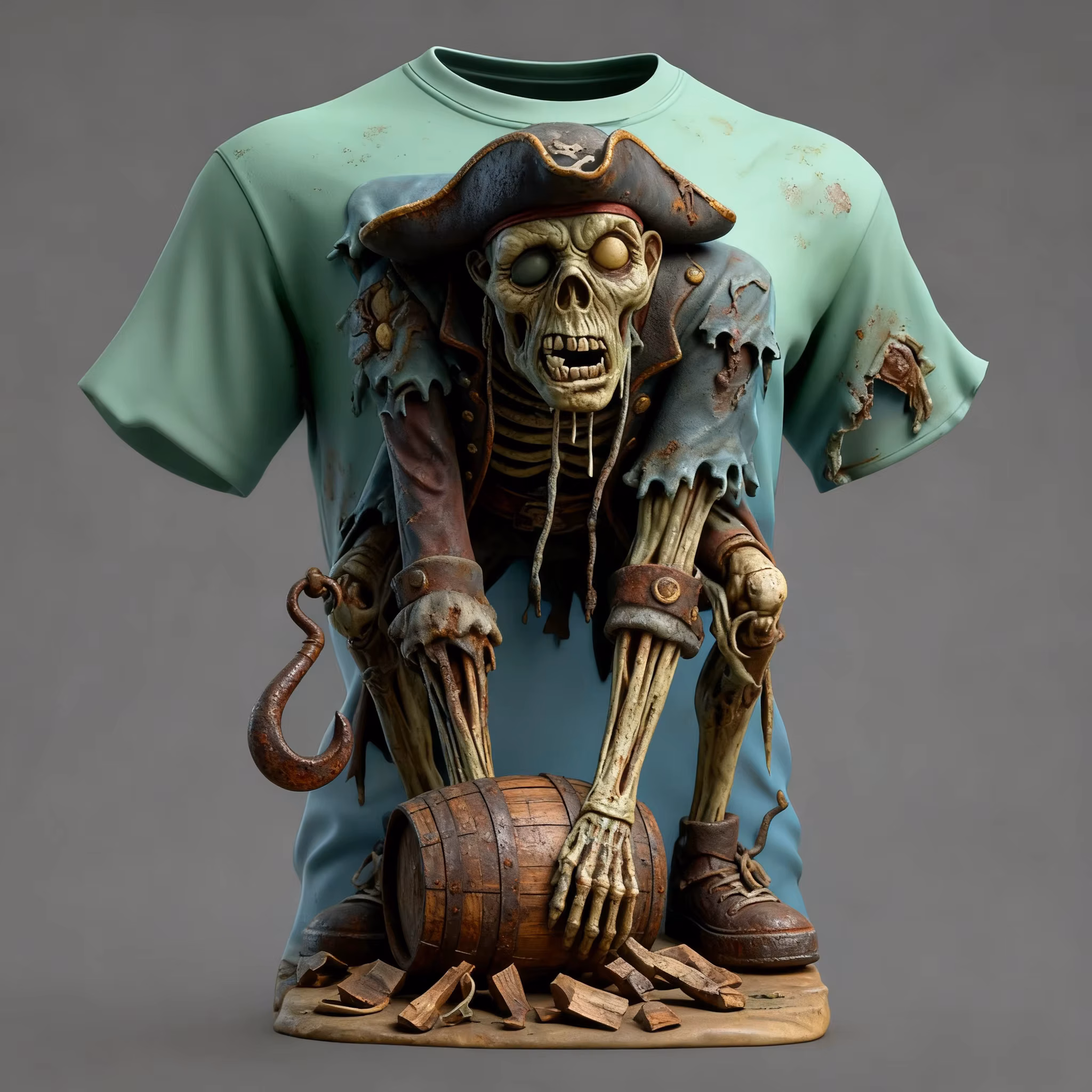 Summer T-shirt Halloween Elements Zombie Horror Party Adult Oversized Women's and Men's T-shirt Comfortable Breathable