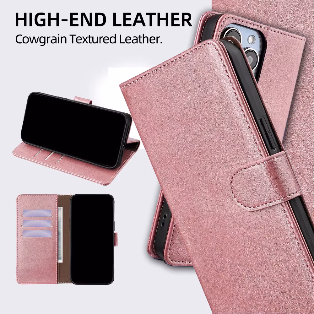 Magnetic Buckle Flip Cover for Vivo X300 X200 X100 X90 S20 S19 S18 S17 S16 S15 V30 V27 V25 V23 with Built-in Wallet