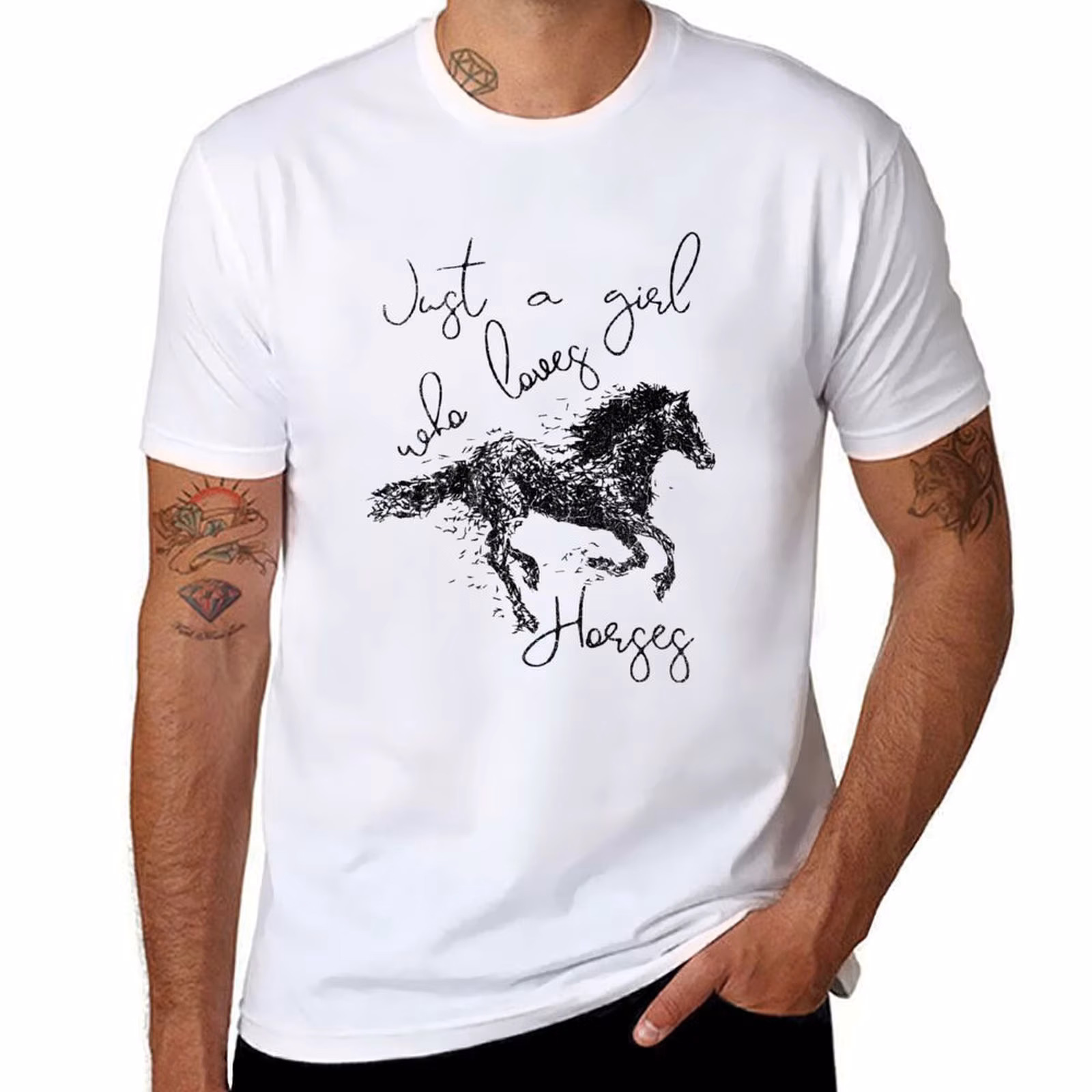 Just A Girl Who Loves Horses Gorgeous Black Horse Silhouette - Equestrian Horse Riding Lover Gift T-Shirt anime tshirt