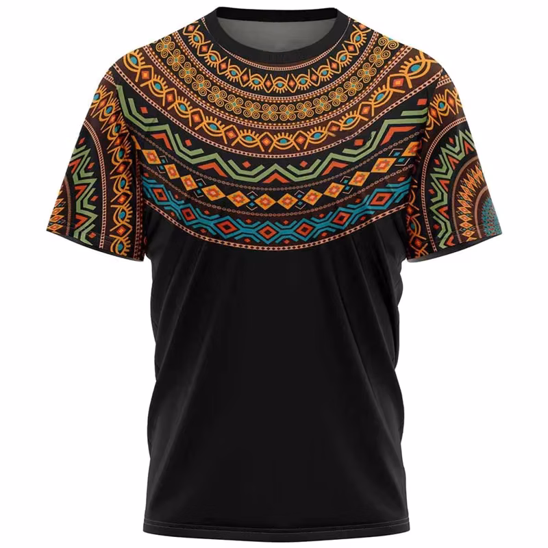 African Ethnic Tribal Men's T-shirts 3D Print Totem Short Sleeves Summer Street Oversized T Shirt Casual O-neck