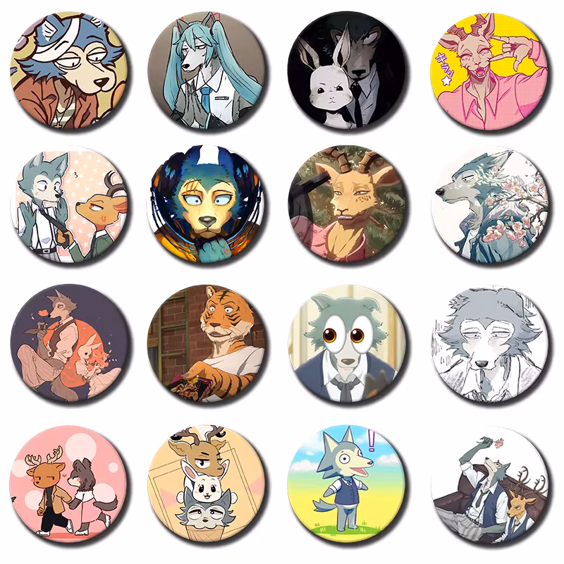58mm Classic Fun Anime B-BEASTARS Soft Button Pin Cute Animal Cartoon Spring Haru Juno Louis Brooch Badge Bag Decor