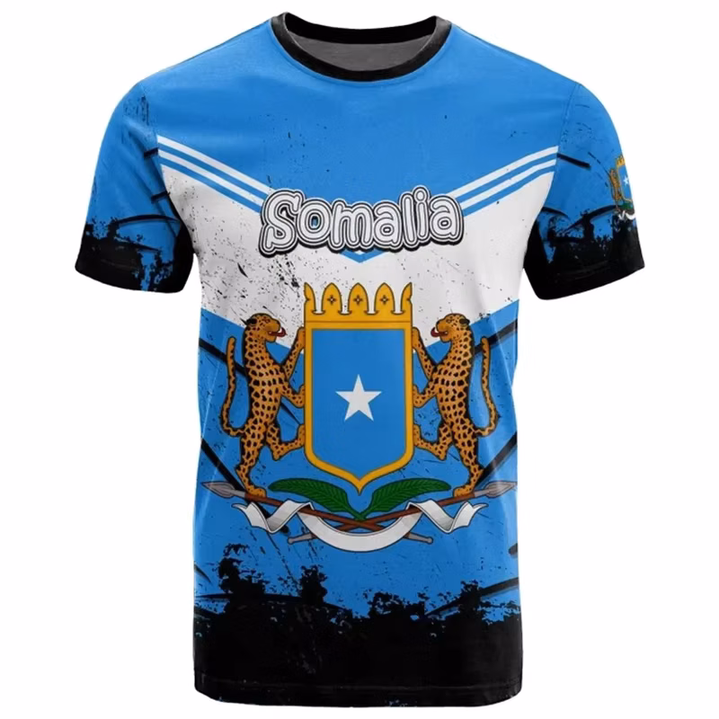 Somali Flag National Emblem 3D Printed Men Women T-shirt Summer Sports Fitness Short Sleeve Tee Shirts Oversized Tees
