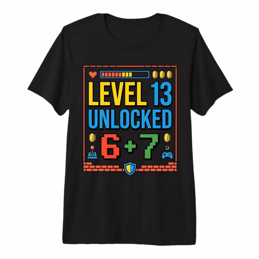 13th Birthday Boys Official Teenager Six Seven Meme T-shirt For Men Women 100% Cotton T Shirts Short Sleeve Tops 0403-1