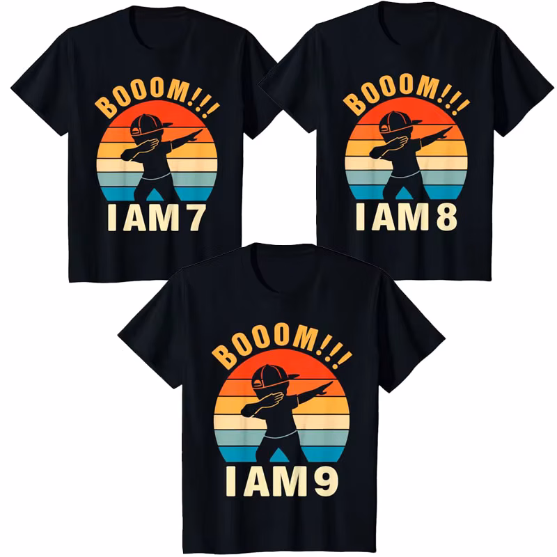 Funny Dabbing Birthday Shirt 7 Years Old Birthday Outfit Boys T-Shirt 8th 9th Birthday Presents Boys Fashion Graphic