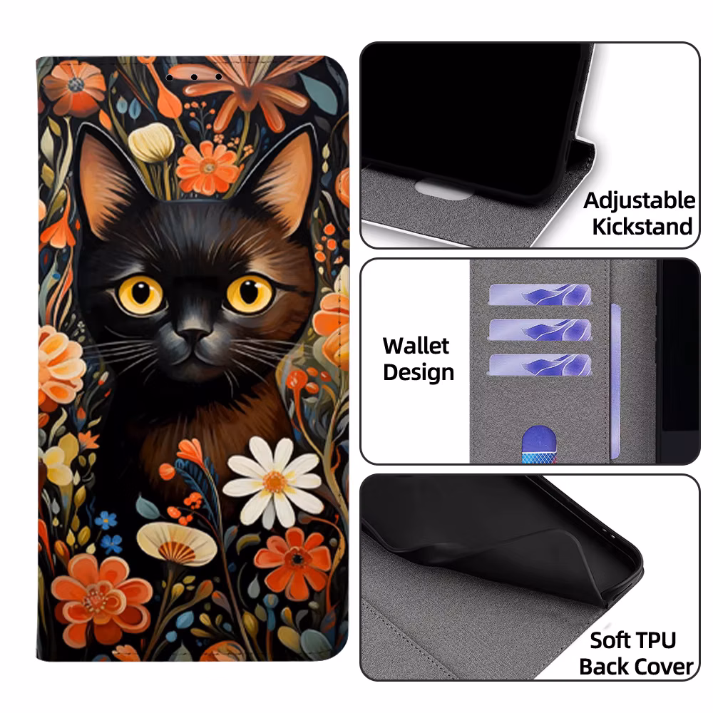 Magnetic Flip Phone Cover for Redmi 15 14C 14R 13x 12 K60 K70 K80 K90 Turbo 5 4 3 A5 A4 A3 A2 A1+ with Built-in Wallet