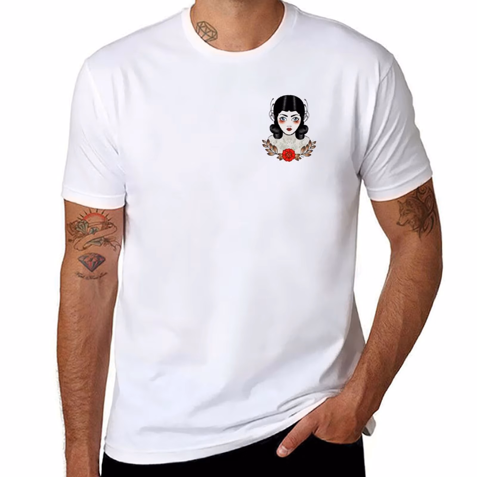 Flapper Girl with Tatts - smaller placement T-Shirt cotton t shirts essential t shirt T-Shirt