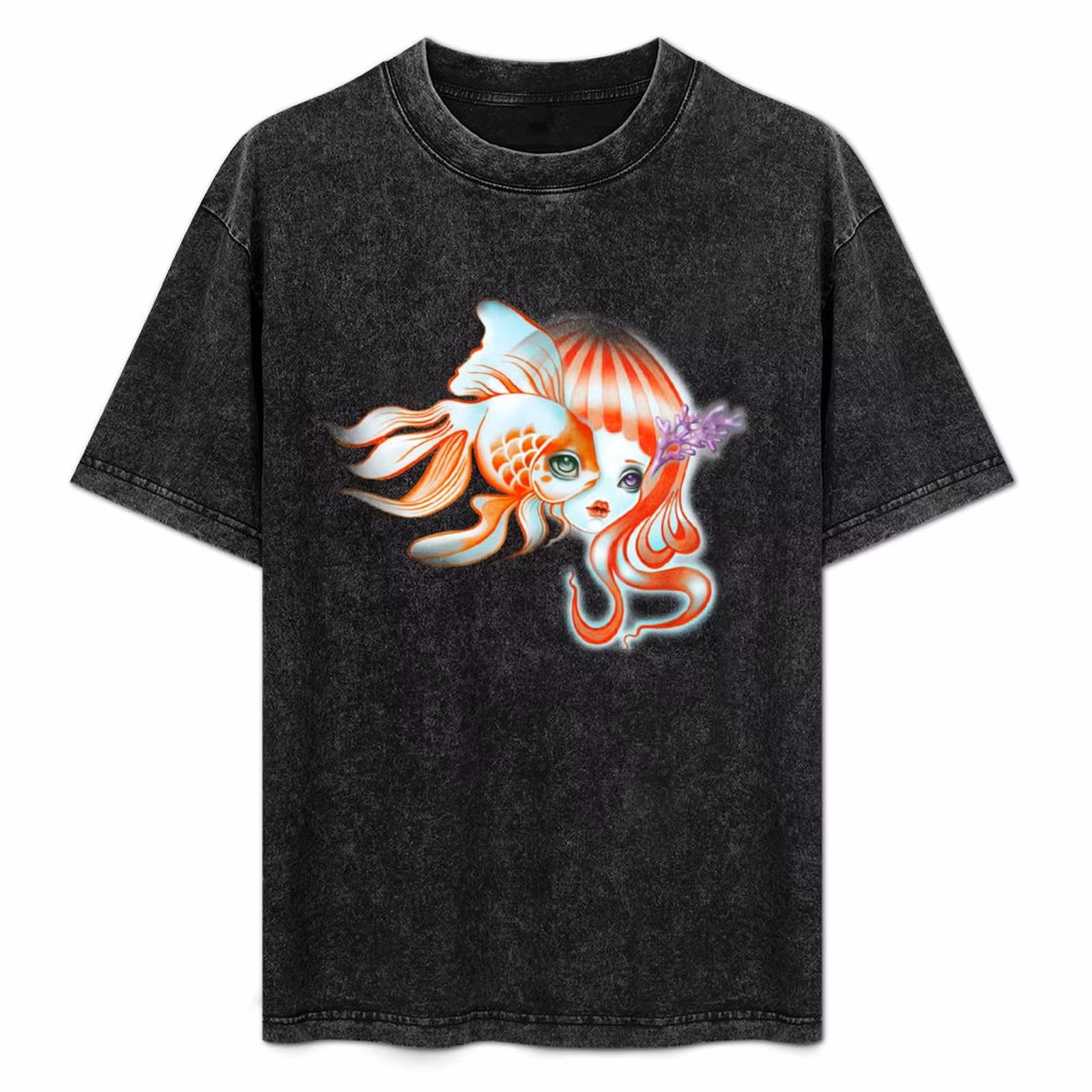 Dreamland Muses - Jellyfish Girl & Goldfish T-Shirt Standard Fit Solid Tee Shirt