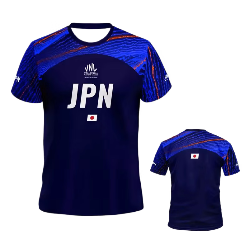 2026 New Japanese vnl blue volleyball shirt men's and women's sports T-shirt comfortable and breathable T-shirt 3d