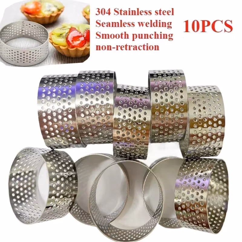 4cm Stainless Perforated Seamless Tart Quiche Ring Pan Pie Cake Baking Accessories Cookie Cutter Molds Cookrings Steel