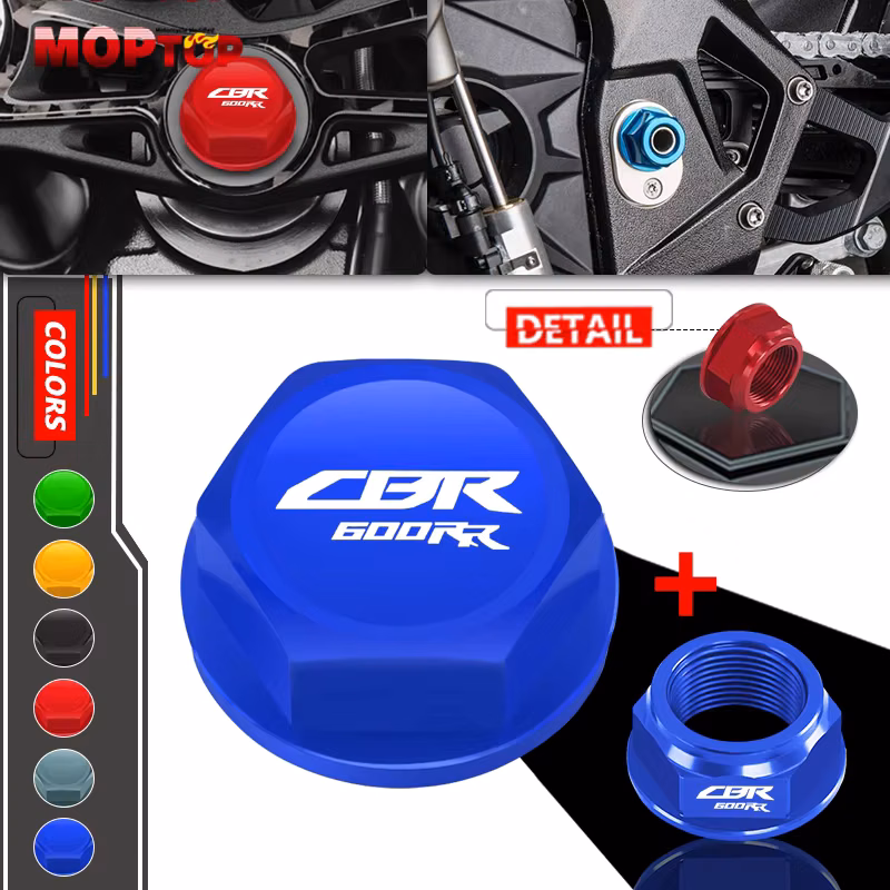 For CBR600RR CBR 600RR 2007-2016 Motorcycle Swing arm Pivot Shaft Nut Screw Bolt CNC Steering Stem Head Screw Cap