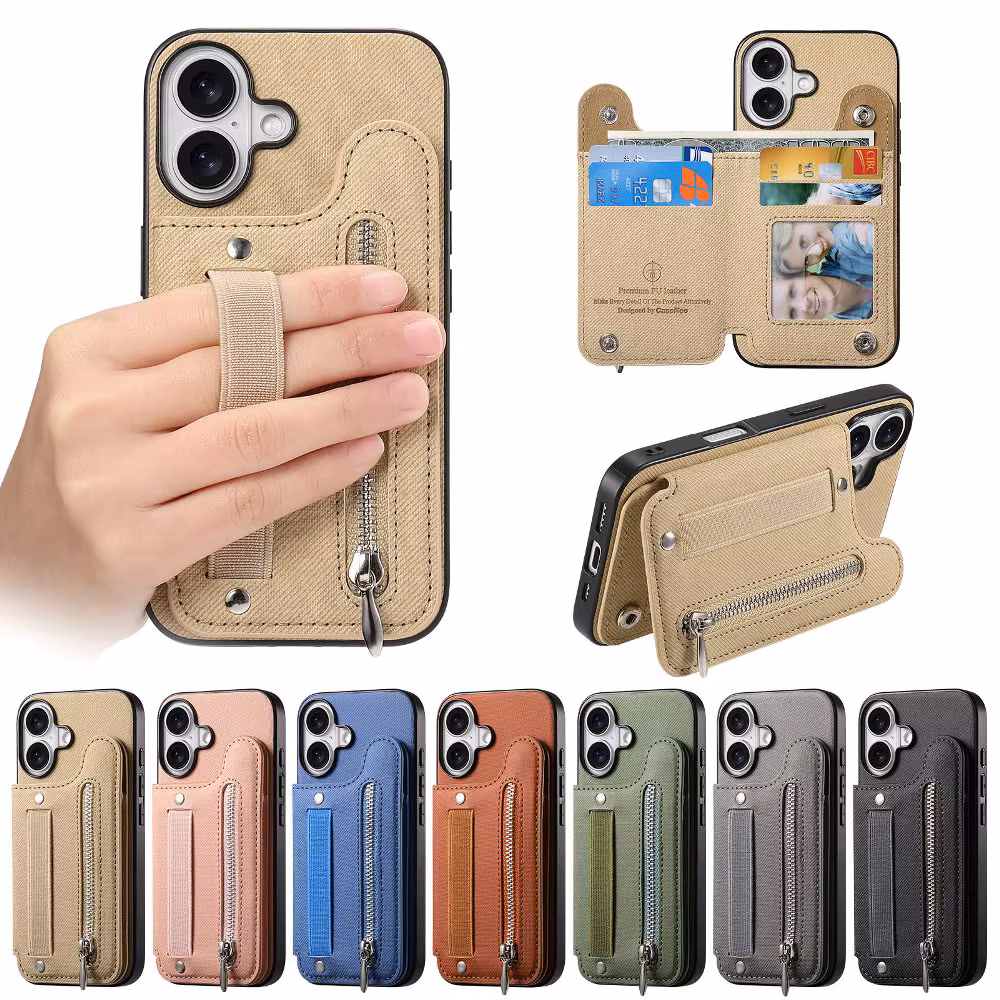 Magnetic Buckle Cards Slot Leather Phone Case For Google Pixel 9 Pro XL Pixel 9A With Back Elastic Rope Wrist