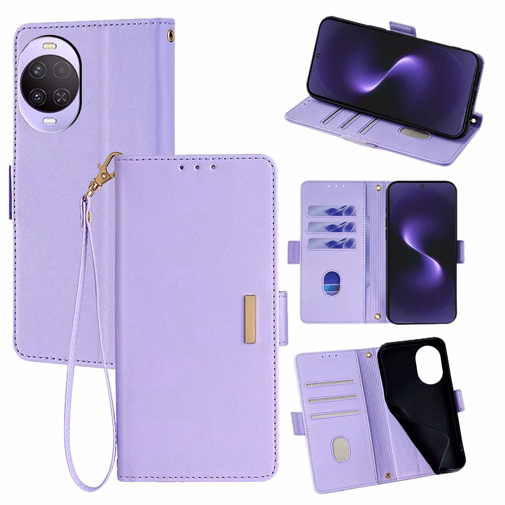 Solid Color Leather Magnetic Flip Cover for Huawei Nova 15 14 12 Ultra 13 12 Lite 11 10 Pro 9 SE with Built-in Wallet