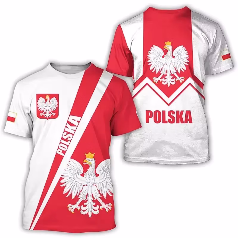 2026 Poland Flag 3D Printed Casual T Shirt Summer Streetwear Oversized Short Sleeve Fashion Top Unisex Tee