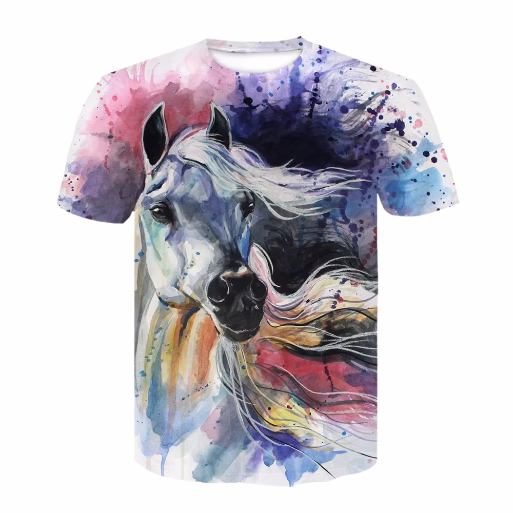 New O-necked Head Wear Flower Headband Horse 3d Fashion Animal Clothes Men And Women Plus Size Sportswear Breathable