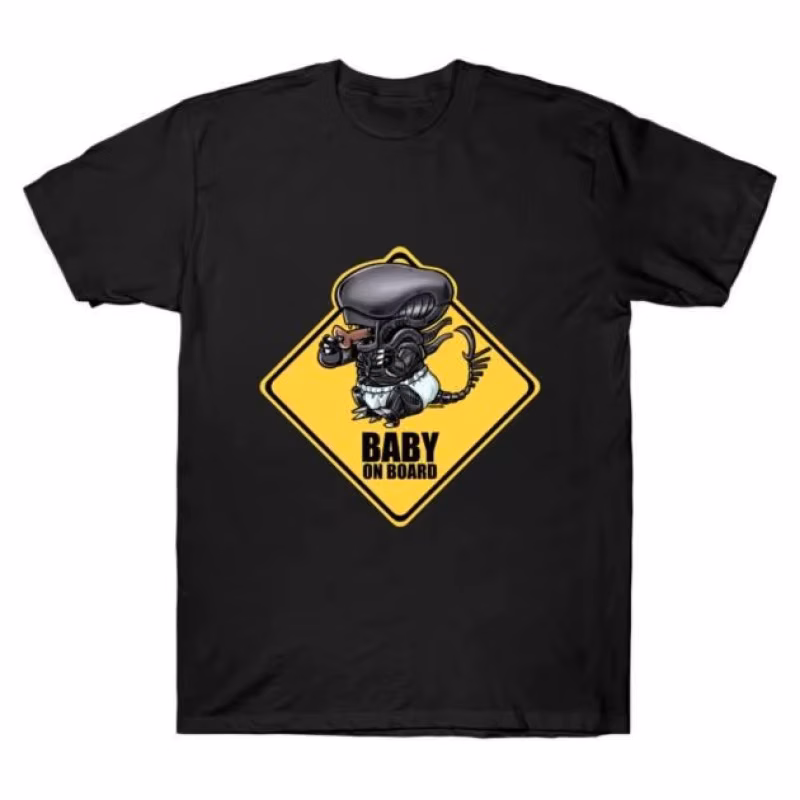 Baby on board Funny Sci-Fi Alien Gift T-Shirt Weyland LV-426 Horror movie Xenomorph printed Short Sleeve Graphic