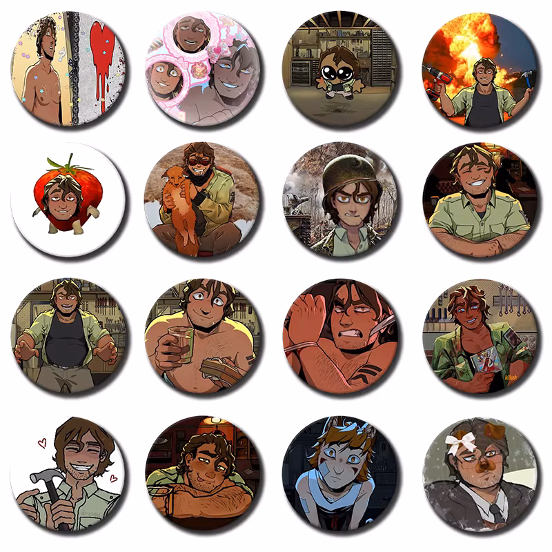 58mm 1PC Y-YKMET S-Strade Tinplate Round Brooch Cartoon Cosplay Badges for Bag Hat Toys Gifts
