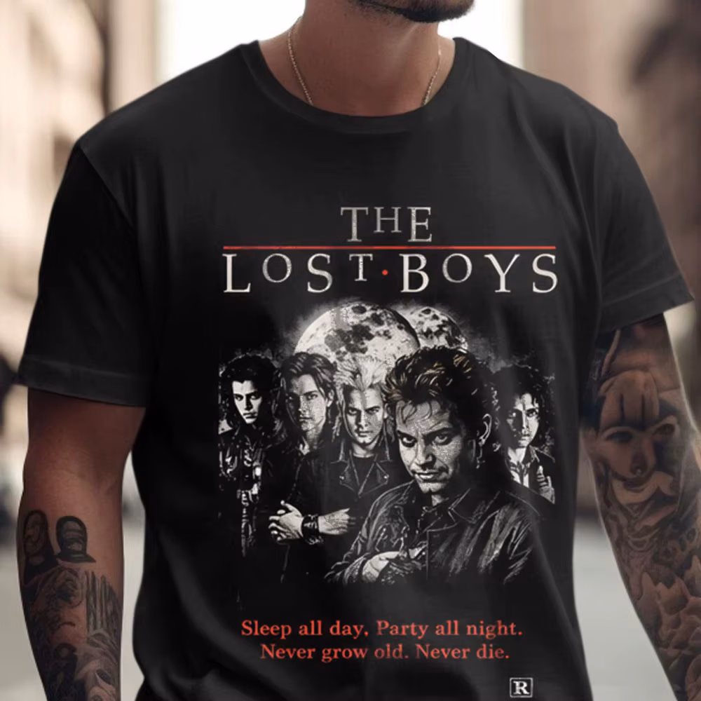 The Lost Boys Retro Vampire Horror Movie T-Shirt Vintage 80s Gothic Graphic Tee 0521 Streetwear Unisex Tee Short Sleeve