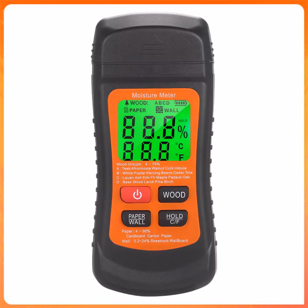 C9 Two Pins Wood Digital Water Leak Detector Backlit LCD Timber Damp Detector for Building Material Firewood Walls