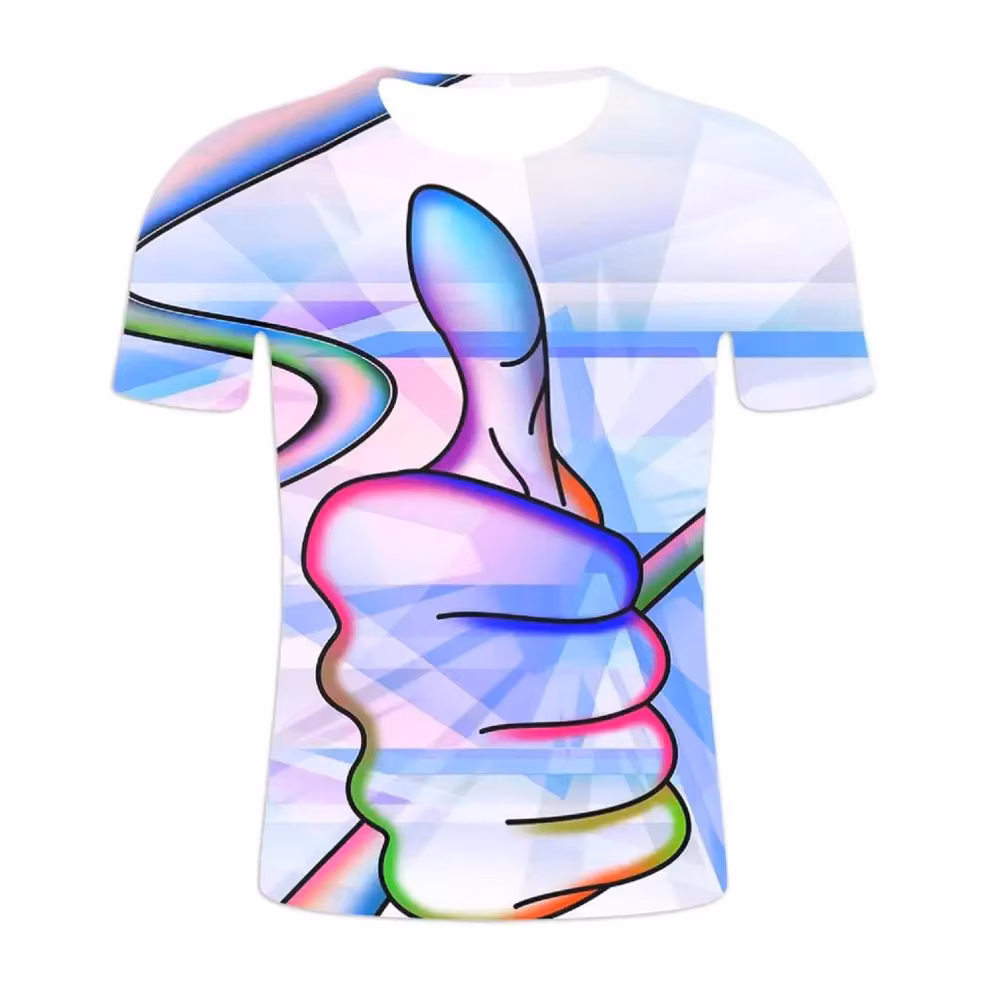 Summer 3d Thumbprint T-shirt Men's Casual Personality Funny Children's Fashion Hip-hop Street Style Harajuku Thin