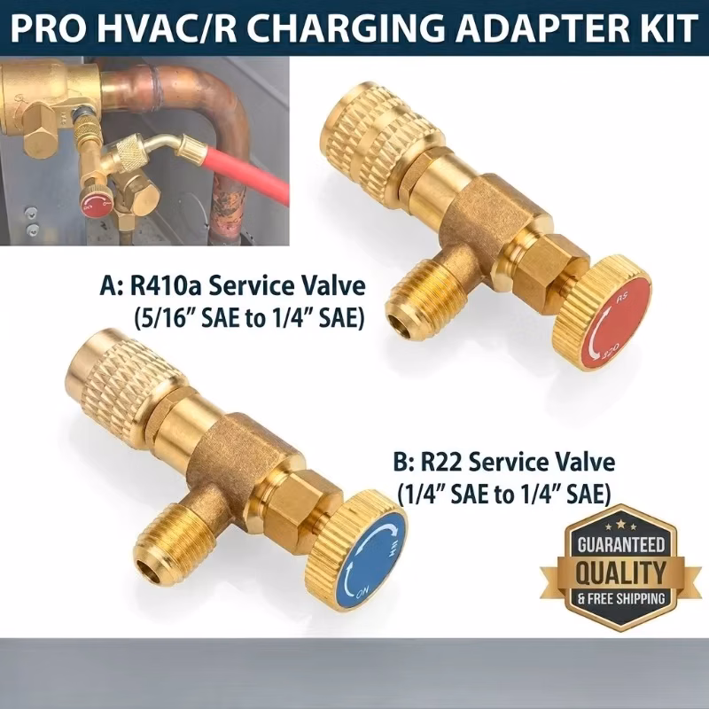 No-Leak Air Conditioning Refrigerant Safety Valve - High Pressure Brass Adapter for Hvac Service - 1 4" to 5 16" SAE