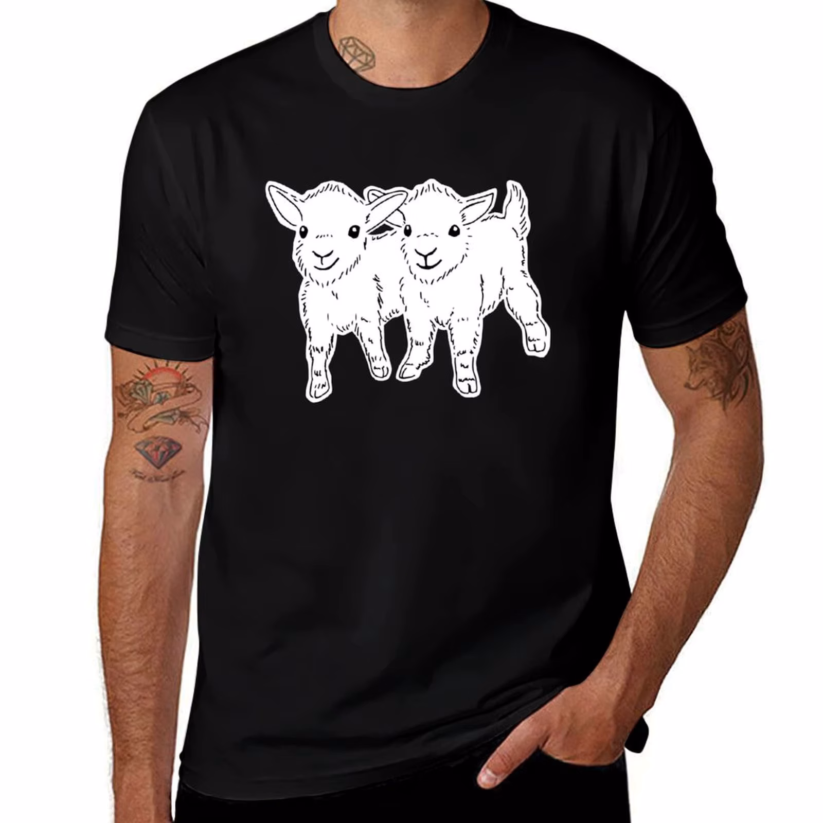 Baby Goats T-Shirt Big Size Short Sleeve Casual Top T-Shirt