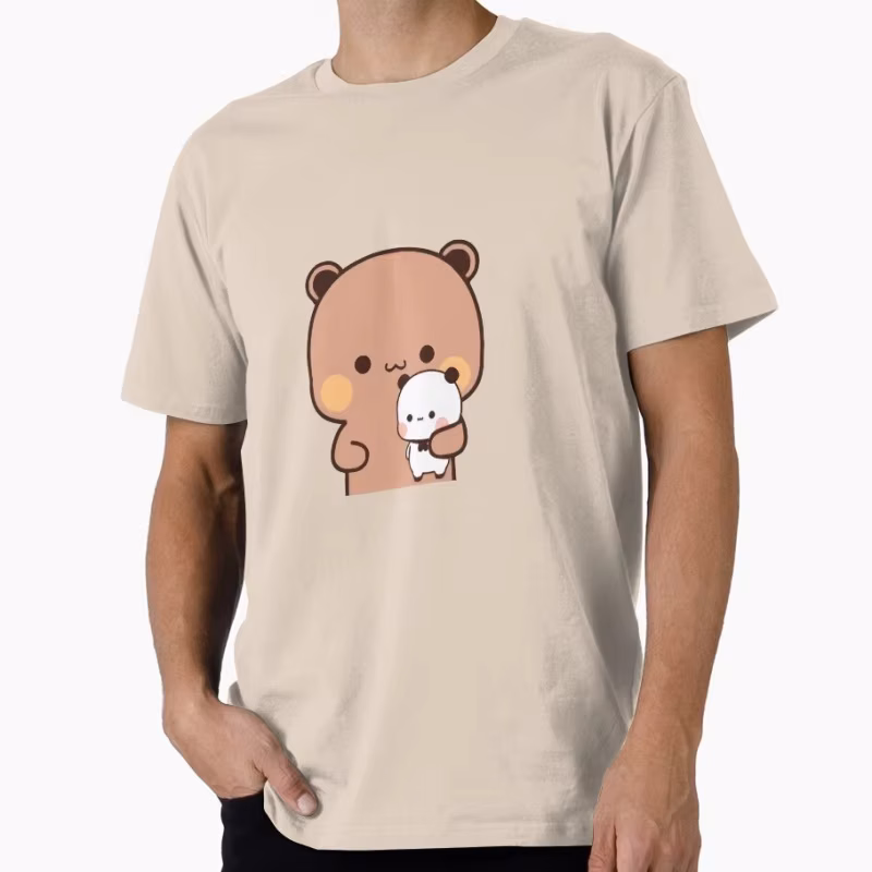 Dudu carry baby Budu Funny Gift t shirt ‌kawaii‌ Panda Bear Cartoon Graphic tee Cute Y2K Clothes 100% cotton All size