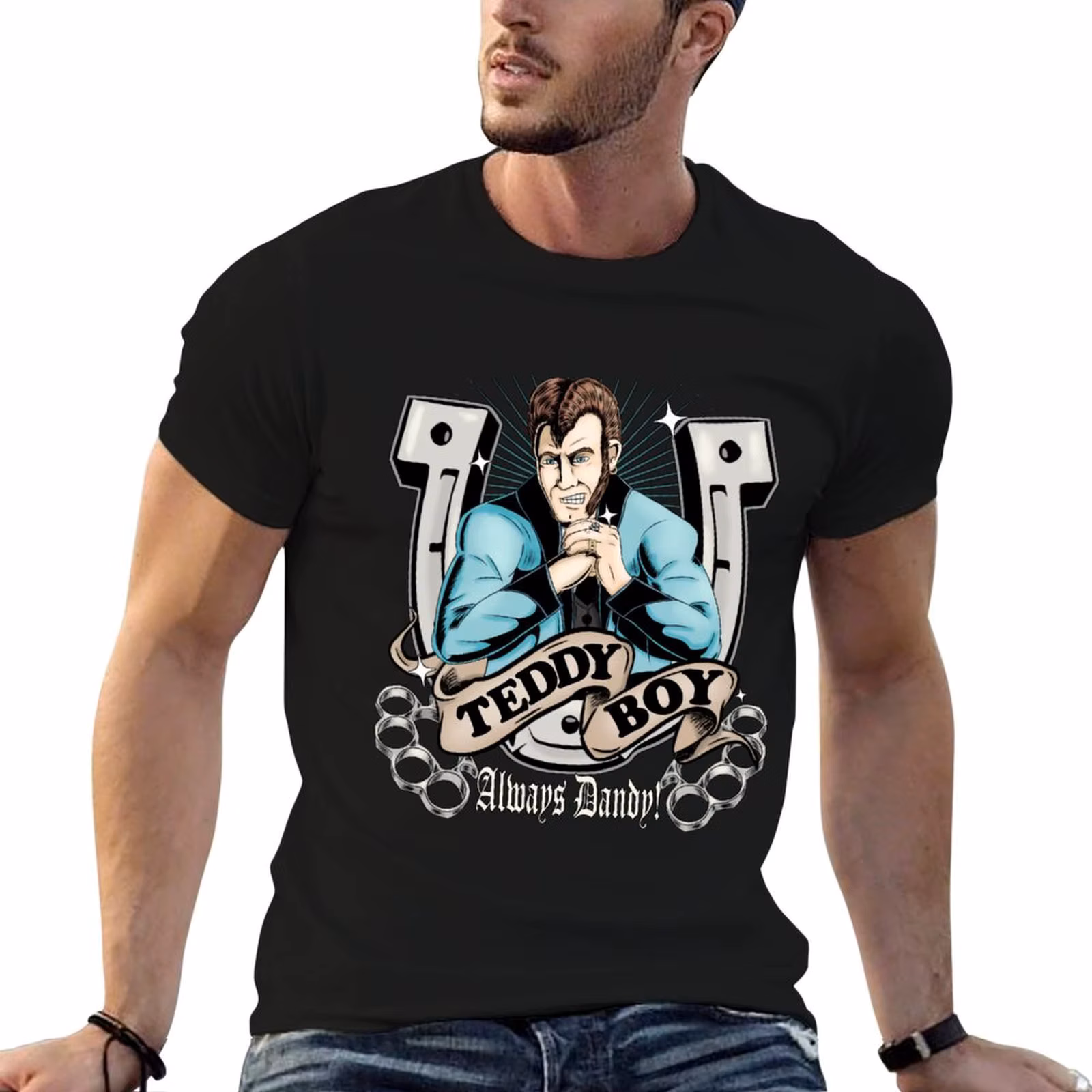 Teddy Boy Always Dandy! T-Shirt Streetwear Print Tee Shirt