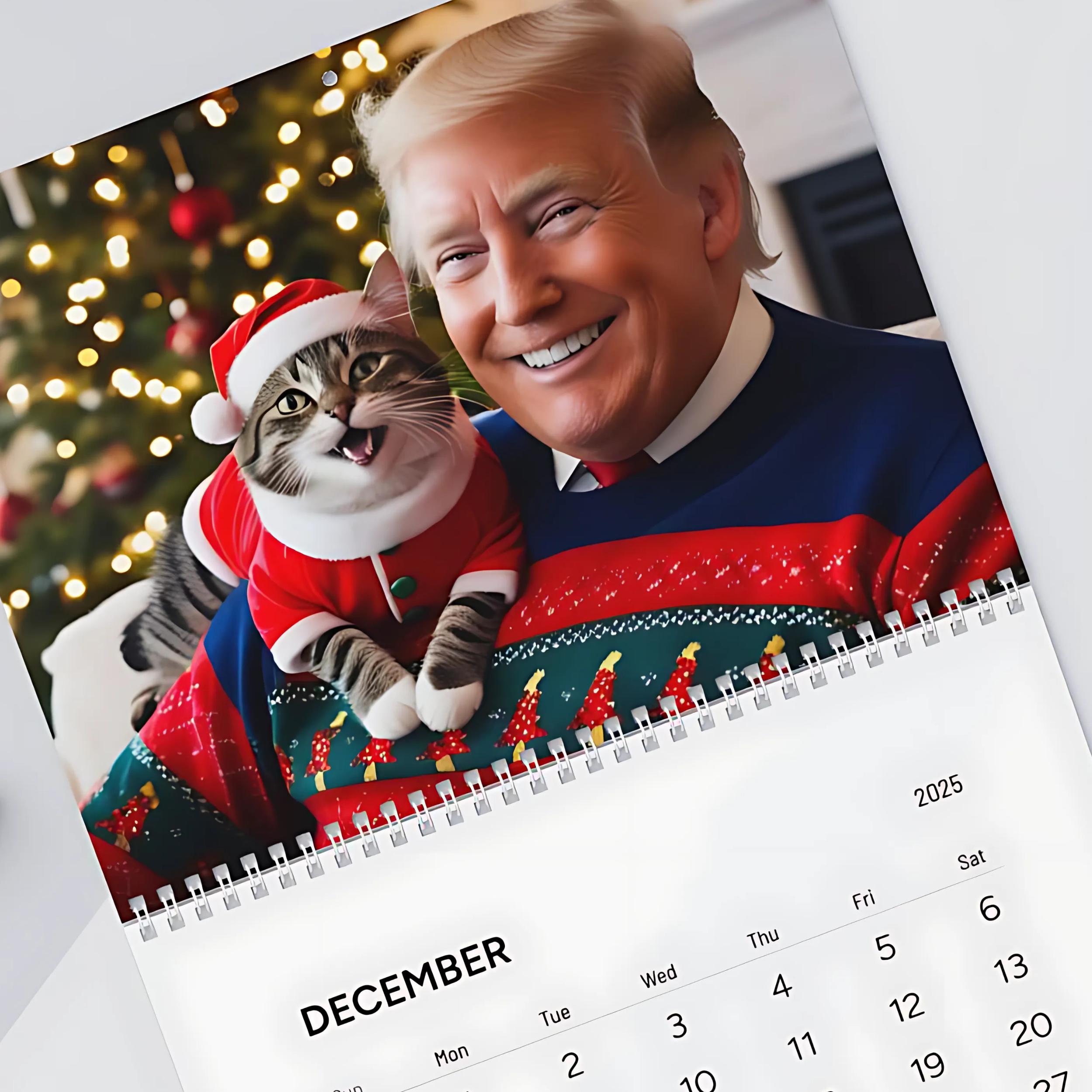 2025 Donald Trump Wall Calendar, Maga, Cat Lover Funny Gift