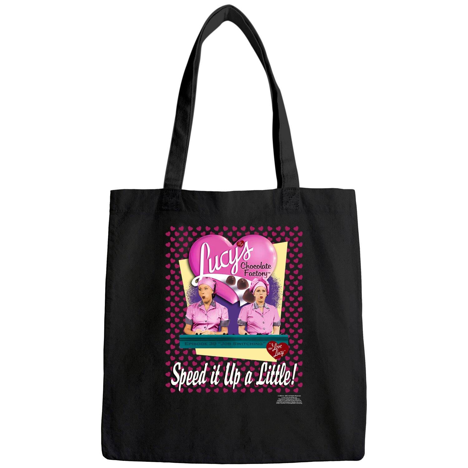 I Love Lucy Tote Bag Chocolate Factory Speed It Up Pink Tee