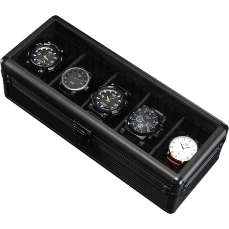 Aluminium Watch Box Black - 5 Watches