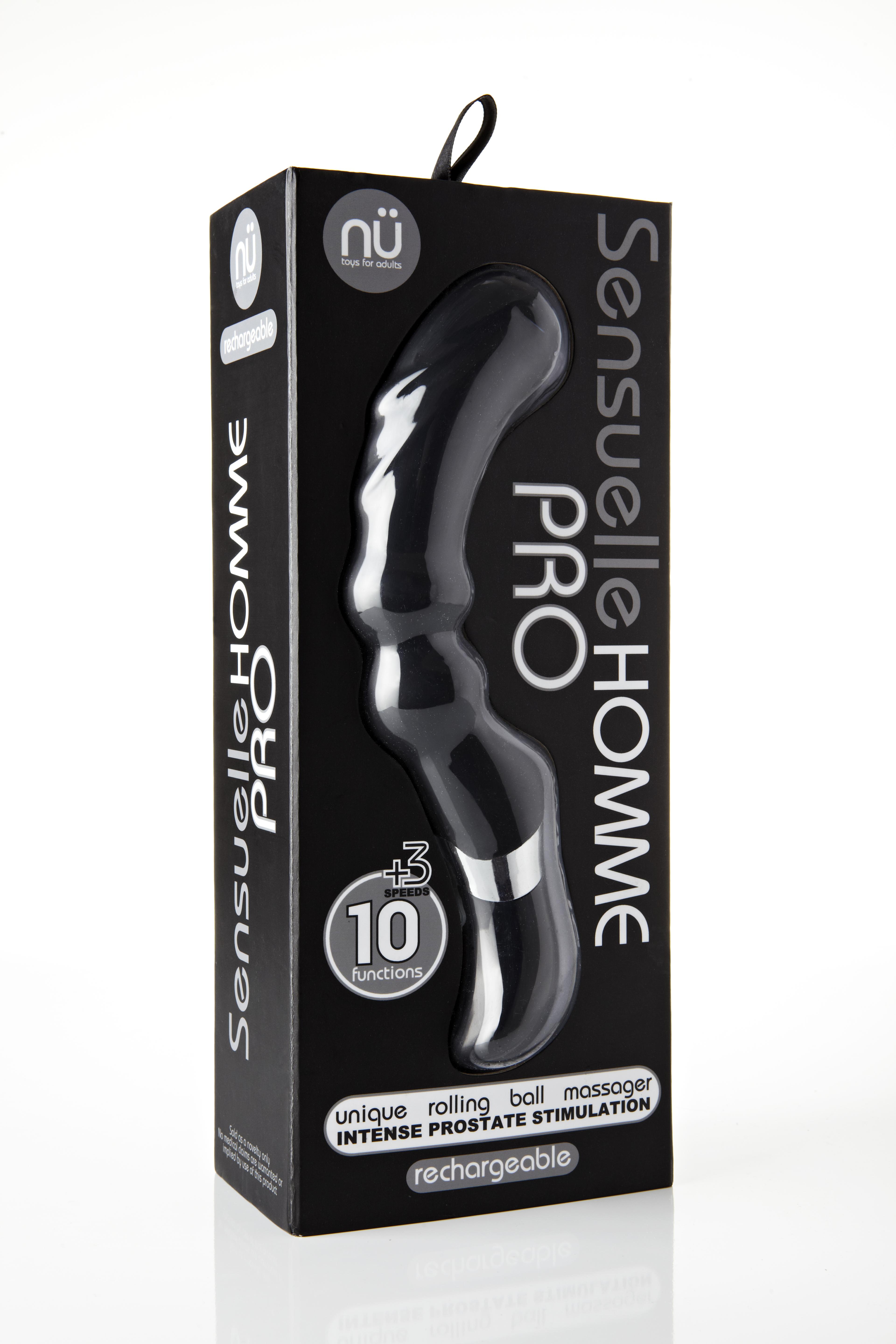 Sensuelle Homme Pro 10 Function 3 Speed Massager - Black