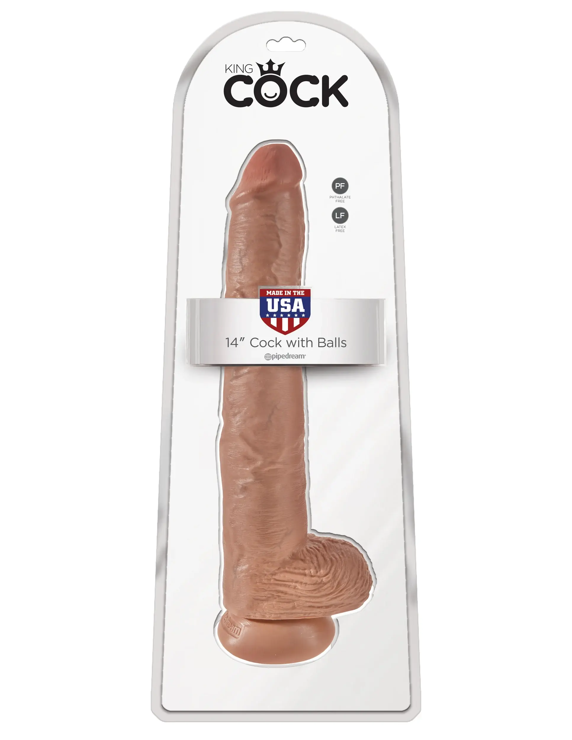 King Cock 14" Cock With Balls - Tan