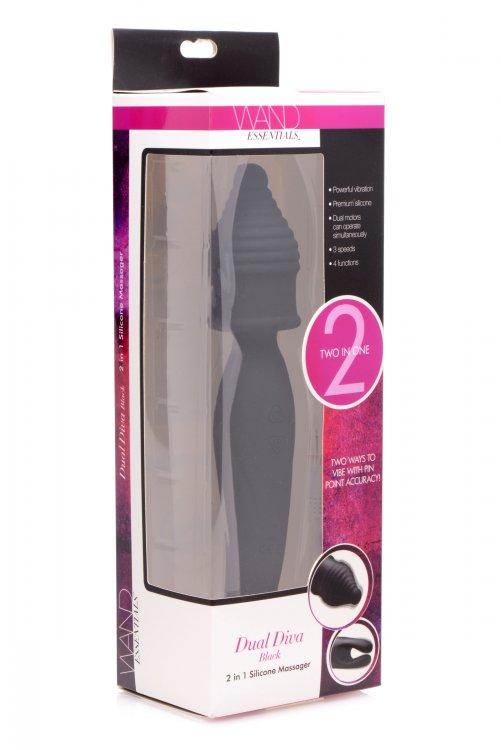Dual Diva 2 in 1 Silicone Massager- Black