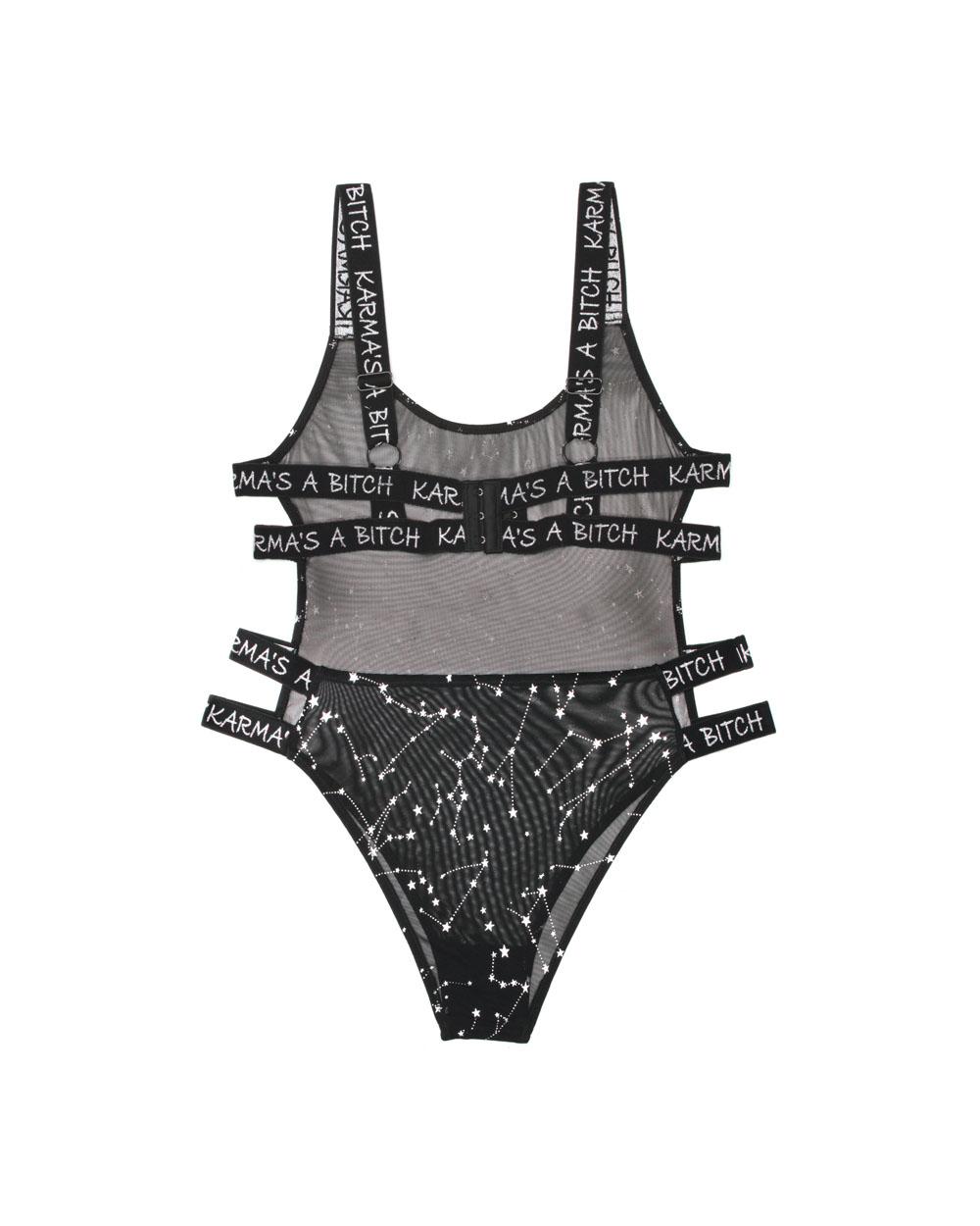 Karma's a Bitch Bodysuit - Black - M/l