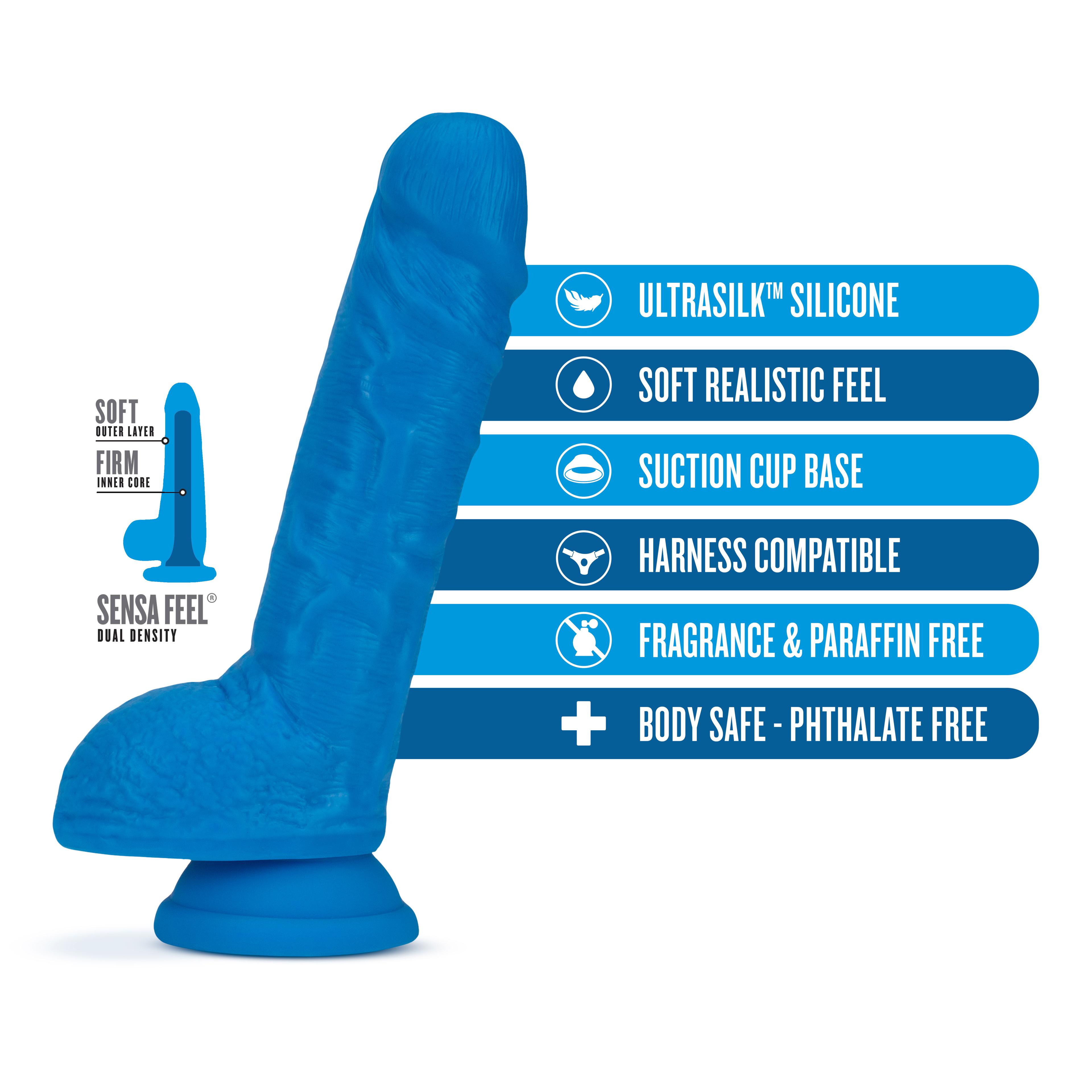 Neo Elite - 9 Inch Silicone Dual Density Cock With Balls - Blue