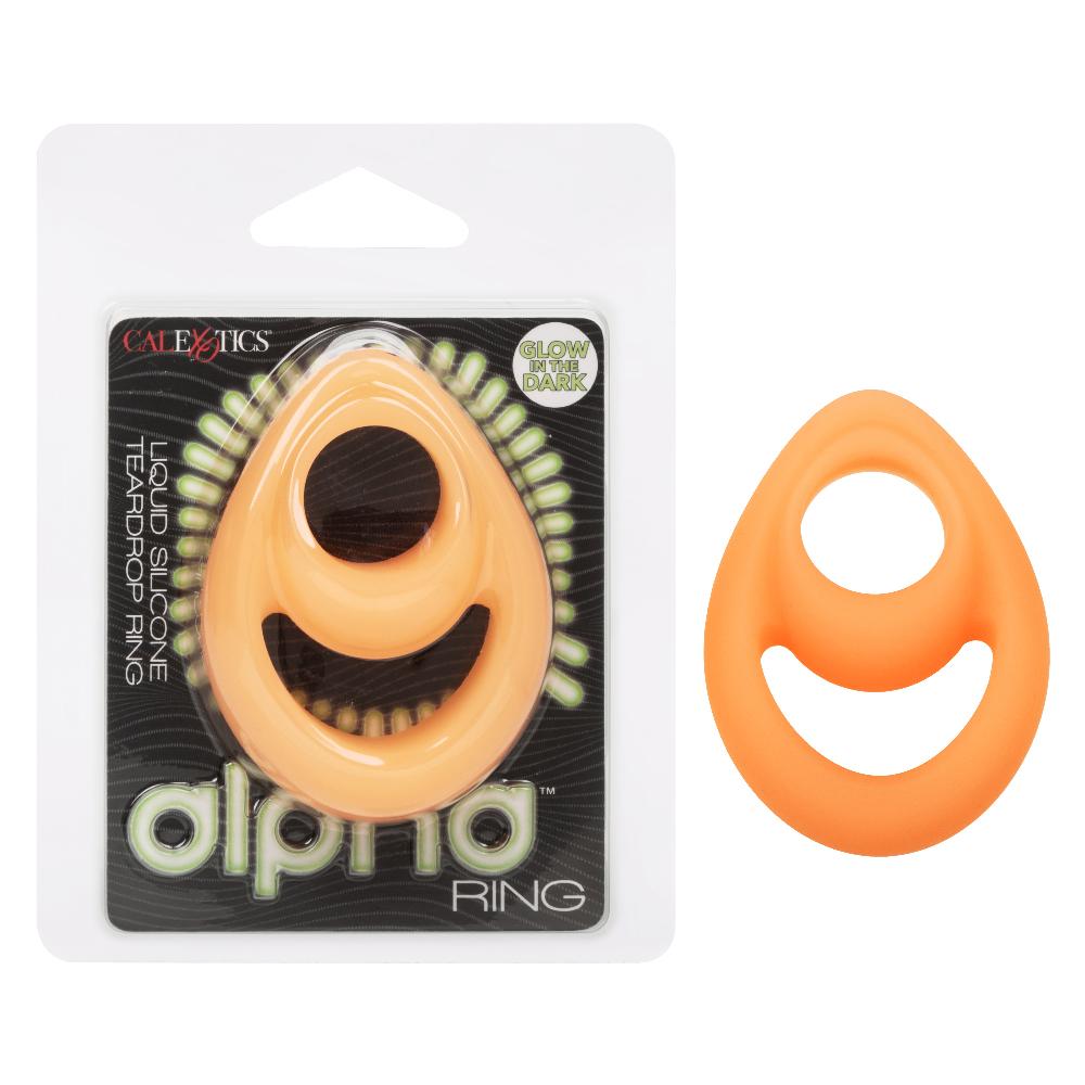Alpha Glow-in-the-Dark Liquid Silicone Teardrop Ring - Orange