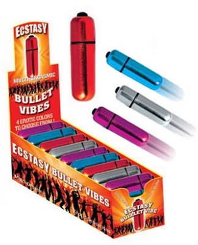 Ecstasy Bullet Vibes Assorted Colors 36 Pcs Per Display