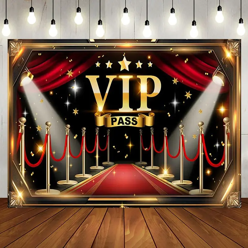Aperturee Black Red Gold Carpet Vip Pass Birthday Backdrop | Birthday Back Drop | Backdrop For Birthday Party | Simple Backdrop For Birthday