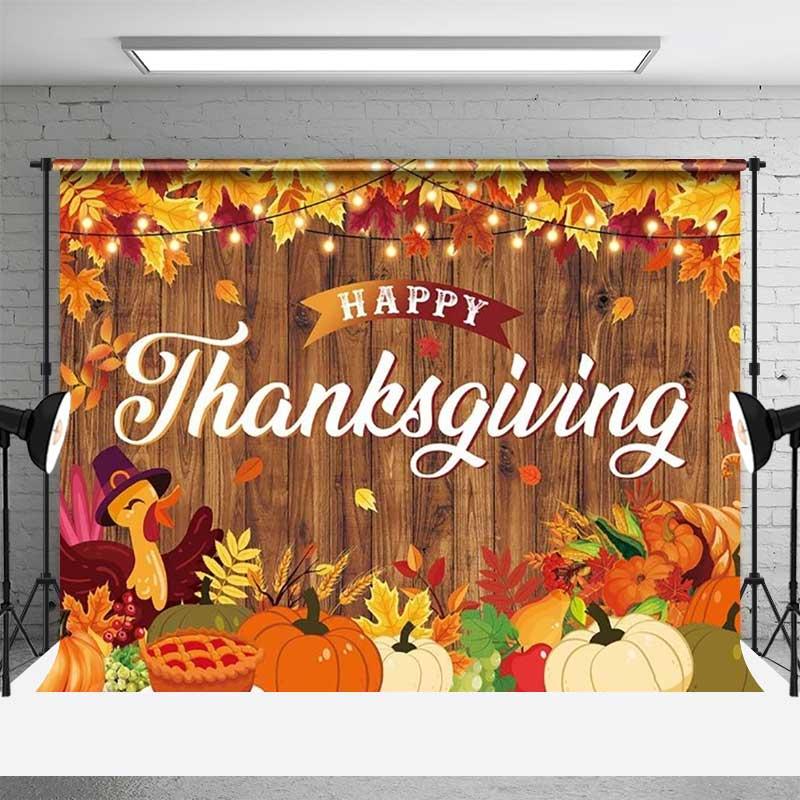 Aperturee Happy Thanksgiving Backdrop, Wooden Texture Background, Holiday Booth Props