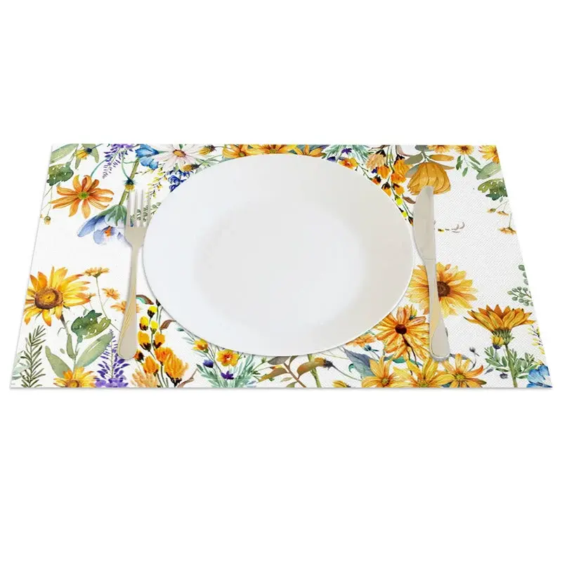 Aperturee Floral Spring Garden Fresh Sweet Set of 4 Placemats, 14x12 Inch, 15.8 USD, placemats, CDJY00142-S