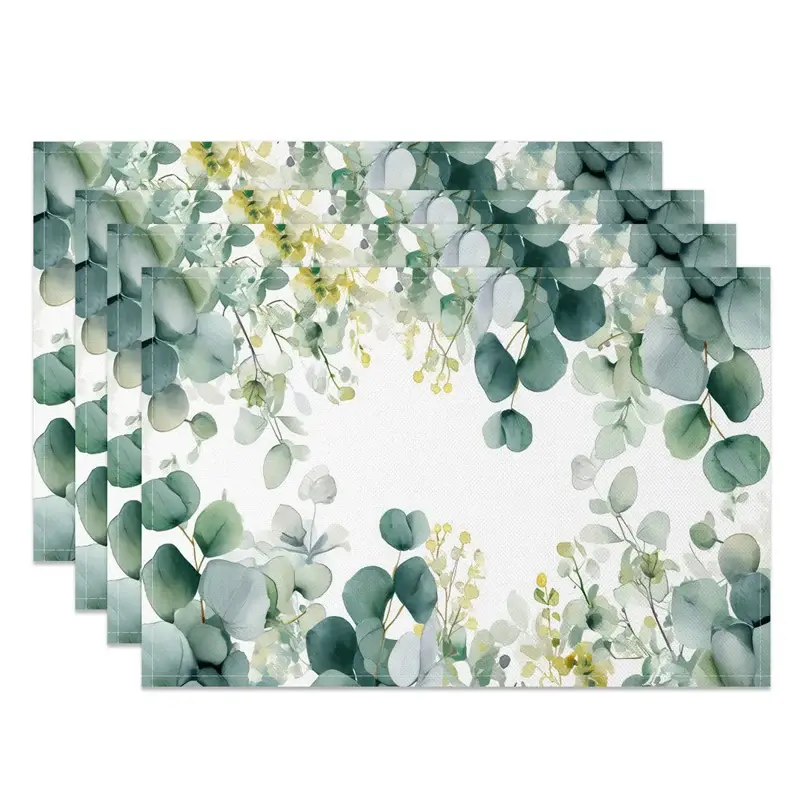 Aperturee Natural Spring Greenery Dining Set of 4 Placemats, 14x12 Inch, 15.8 USD, placemats, CDJY00638-S