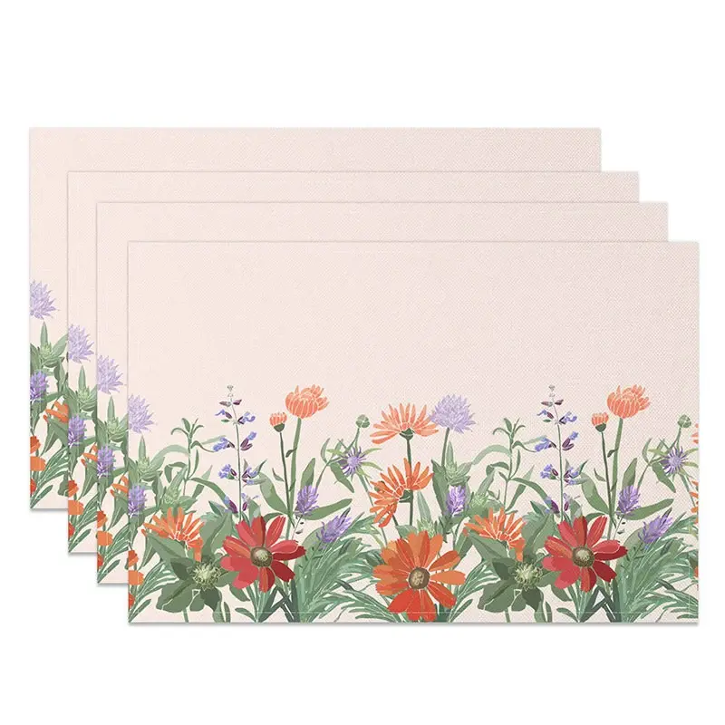 Aperturee Sweet Baby Pink Floral Placemats Set of 4, for Spring Baby Shower and Girls Birthday Party Table Decor, 14x12in (WxH), 15.8 USD, placemats