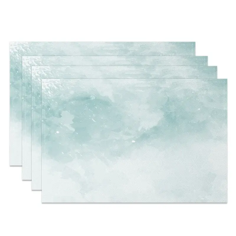 Aperturee Light Green Grey Mixed Abstract Set of 4 Placemats, 14x12 Inch, 15.8 USD, placemats, CDJY00676-S