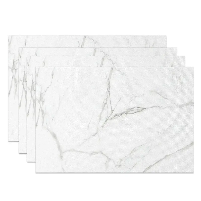 Aperturee Modern White and Grey Marble Placemats Set of 4, Elegant Stone Texture for Formal Dining Table Decor, 14x12in (WxH), 15.8 USD, placemats,